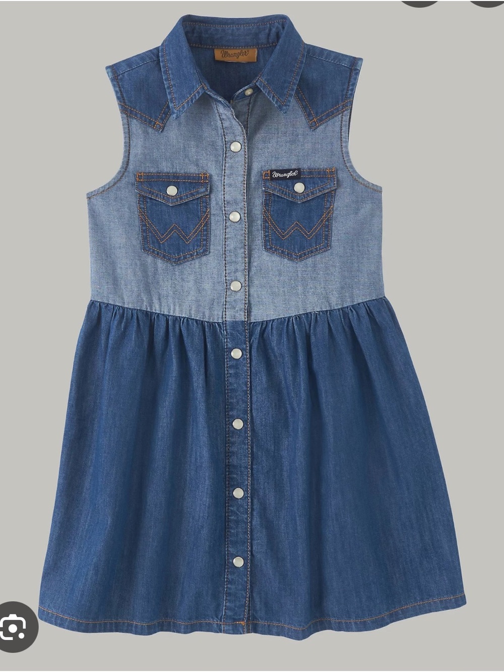 Wrangler Girls' Two-Tone Blue Denim Button-Front Dress